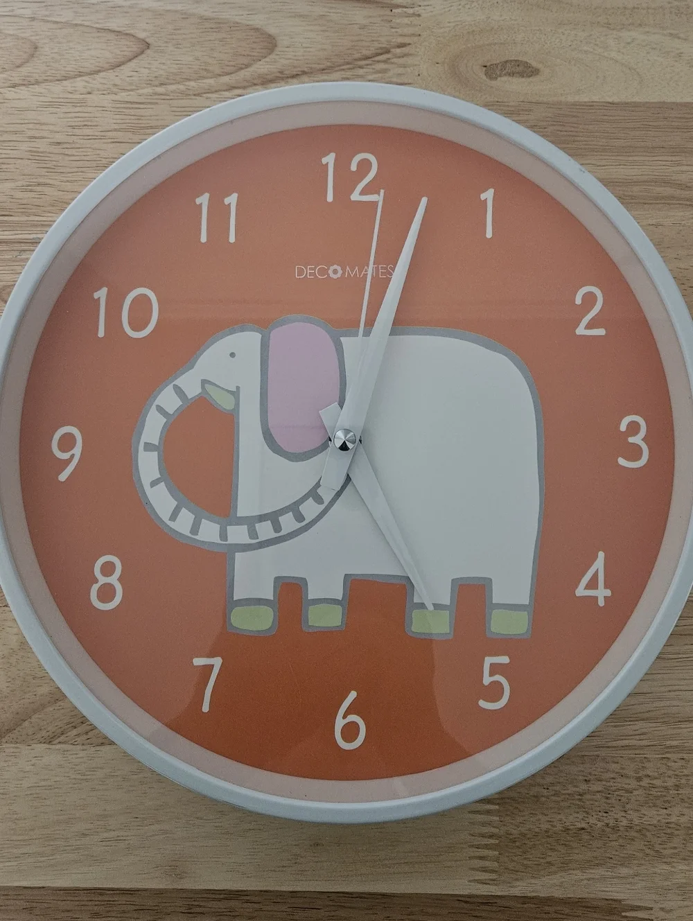 Children's Unique Silent Ticking Orange Elephant Wall Clock